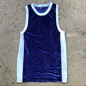 ASOS Oversized Tank in Velour with Contrast Sides